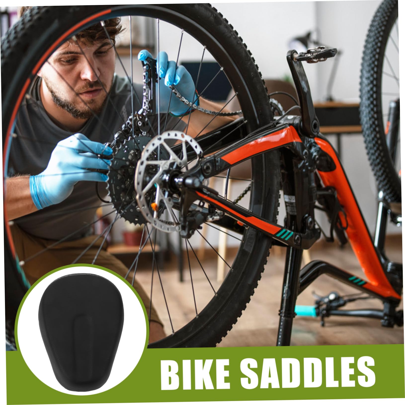 SUPVOX Sella per Bici Elettrica, Cuscino Nero in Spugna e Pelle Pu, Facile da Montare, Peso Ridotto, per Lunghe Uscite in Bicicletta
