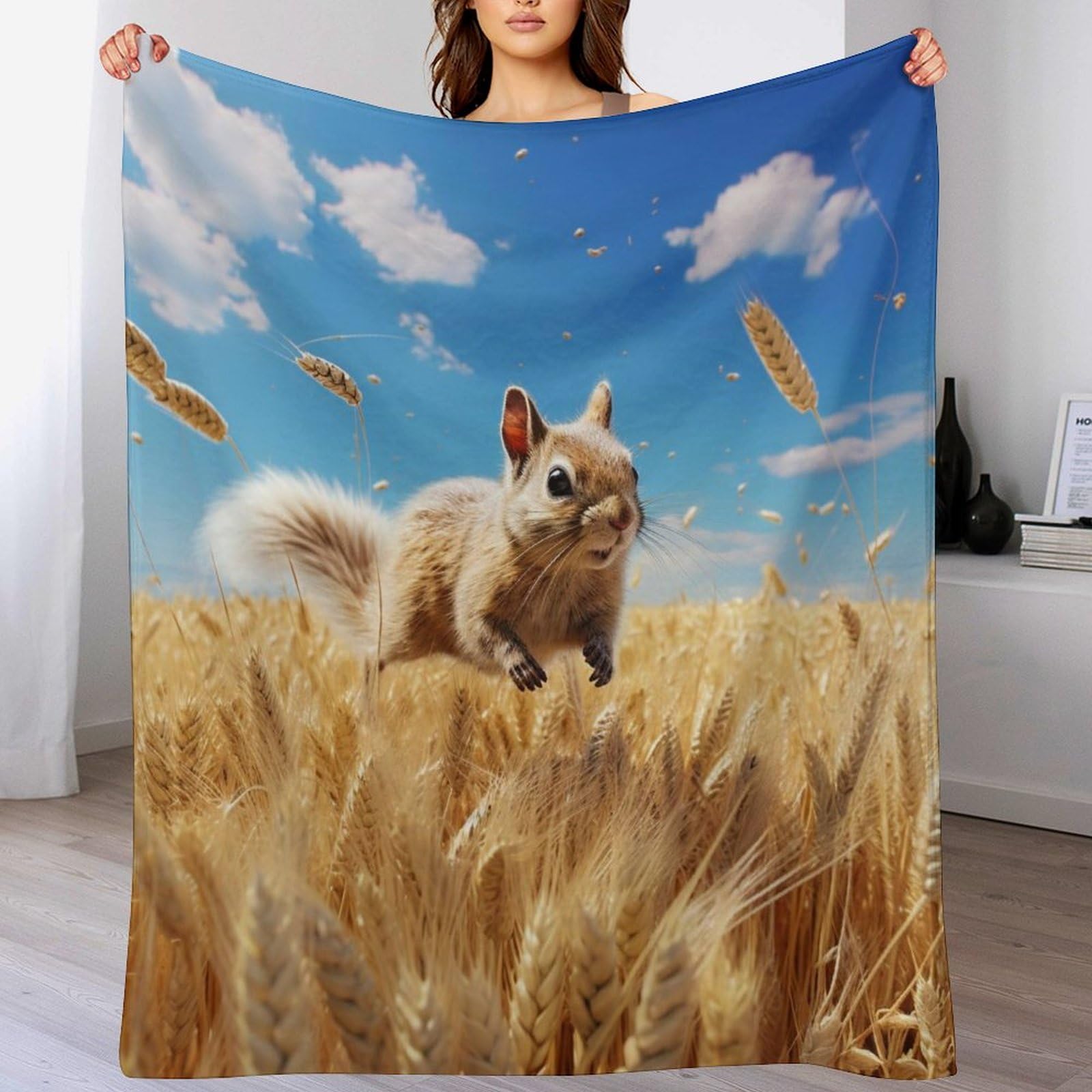Couverture polaire écureuil flanelle ultra douce et housse de canapé
