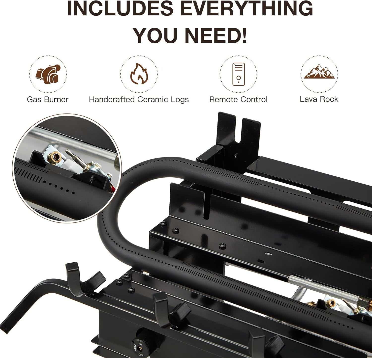 Installing 2 AAA batteries into the remote control for the EROMMY fireplace logs set