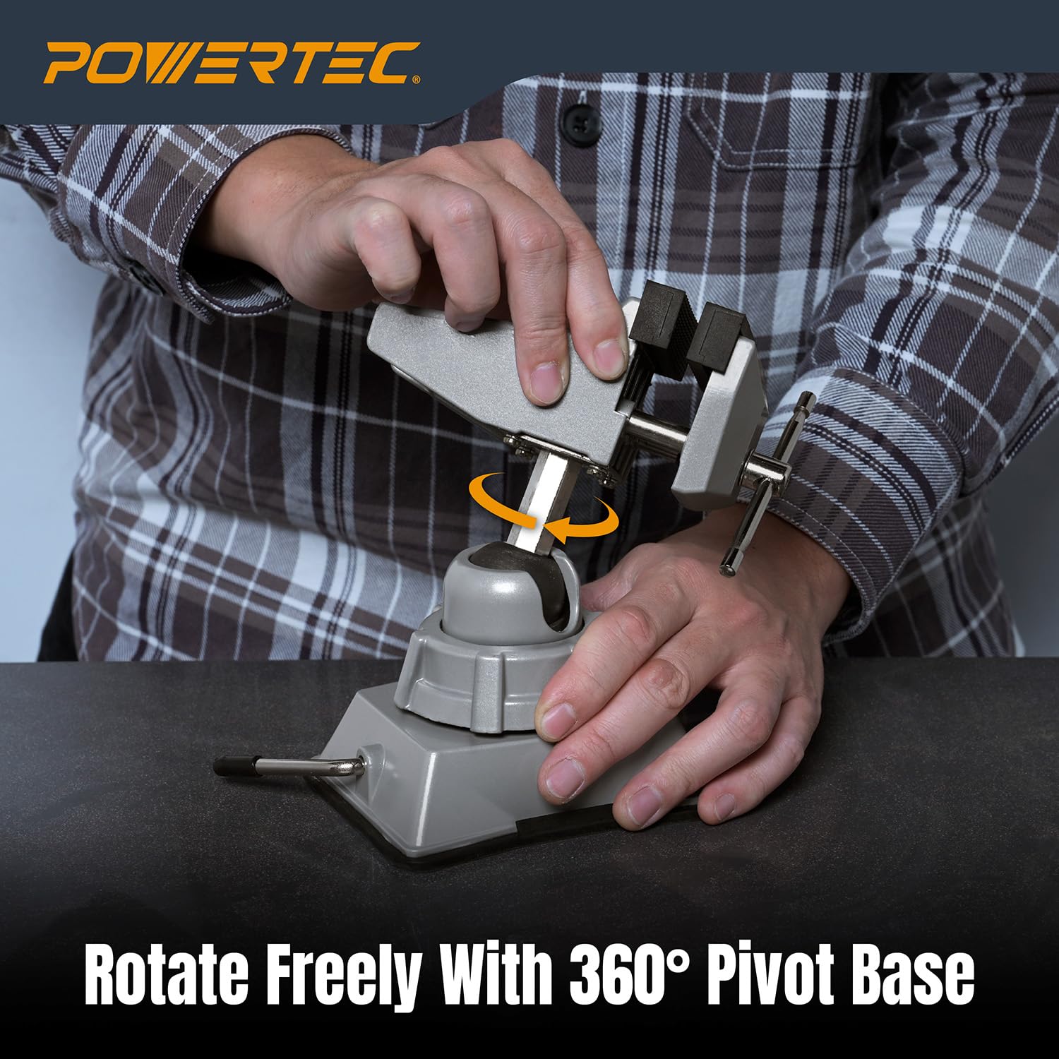 POWERTEC Morsa con base a vuoto, morsetto portatile a ventosa da tavolo con testa girevole a 360° per progetti fai da te, lavorazione del legno, modellismo, saldatura e artigianato (71016V)
