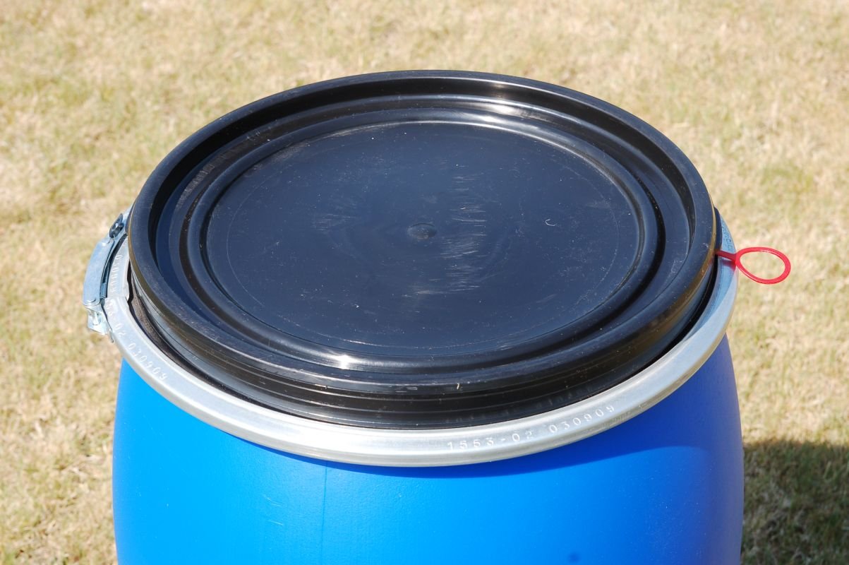 plasteo Lot de 2 Fûts Alimentaire 120 L, Ouverture Totale, Baril polyéthylène Bleu (2x22120)