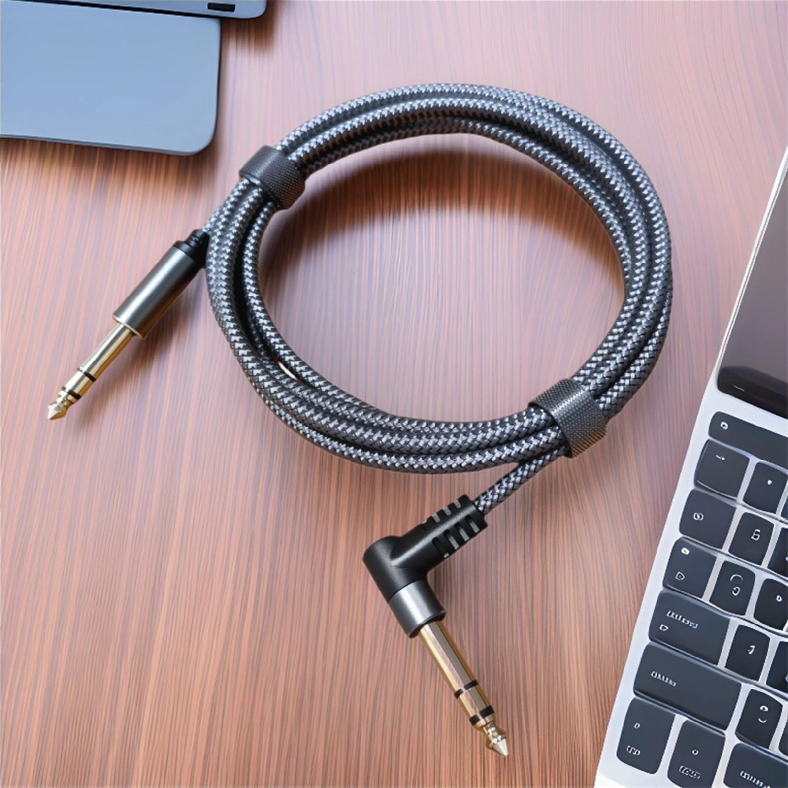 Kabel Do Gitary Gitara Kablowa 6,35 Mm Z Kątem Prostym Na Prawy