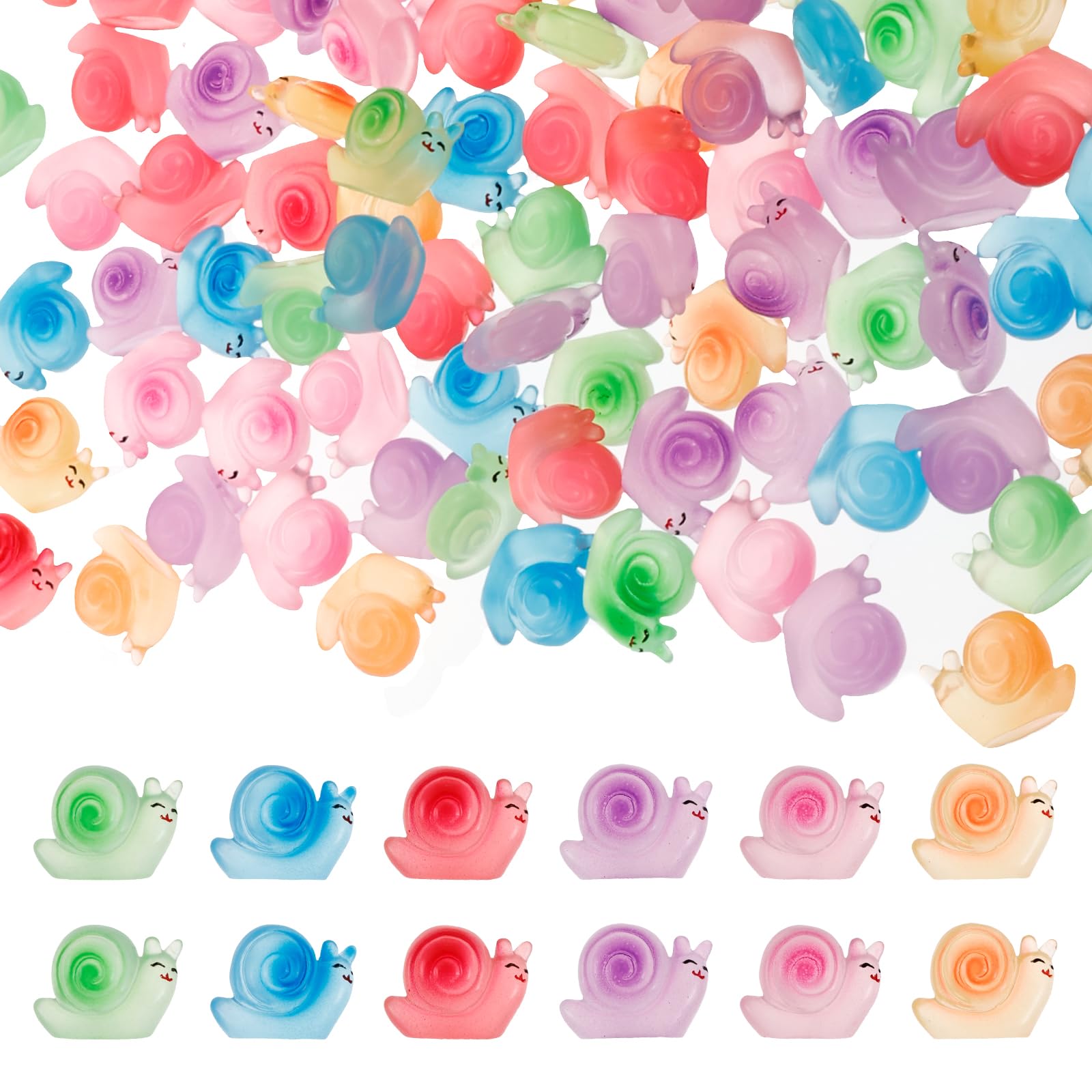 Luminous Resin Snails Miniatures Mini Resin Snails Glow in the Dark Snail Figure Mini Resin Snails Figures Luminous Miniature Snail Figures Decorative Snail Decoration Pack of 100