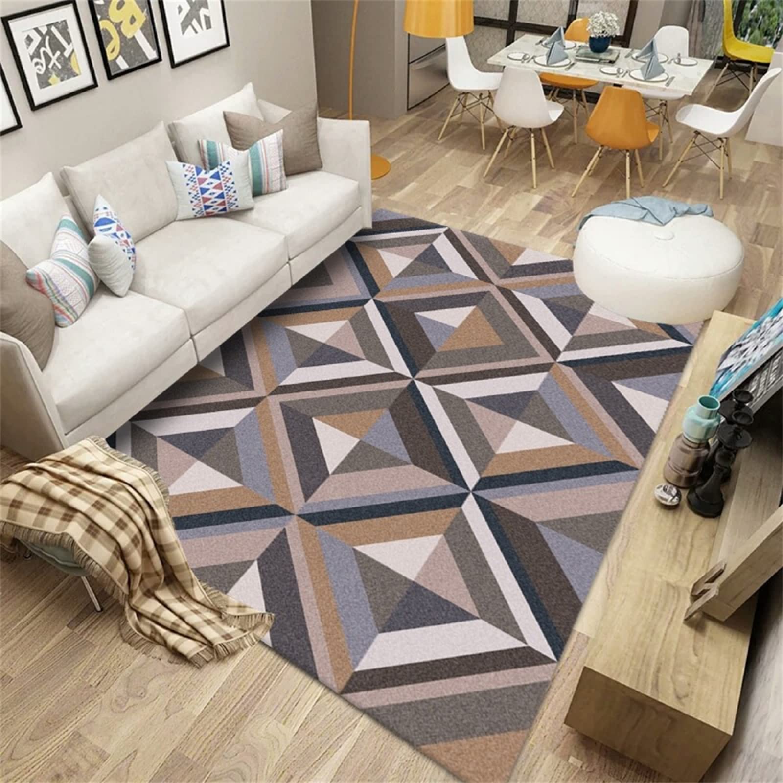 Tapis de chambre garçon géométrique et lavable pour éliminer les taches facilement