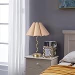 Ziqqeelam Gold Pleated Table Lamp, Modern Bedside Table Lamp for Bedroom, Brass Gold Pleated Lamp Shape, Mini Small Table Lamp Bedroom Lamps for Nightstand, Living Room