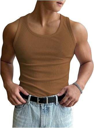 COZYEASE Mens Summer Tank Top Scoop Neck Workout Gym Muscle Tank T-Shirt Sleeveless Undershirt