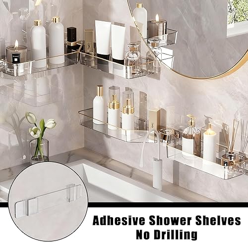 Miniatura 6 de Organizador de ducha esquinero, paquete de 2 adhesivos para estante de ducha con 1 paquete de jabonera, organizador de baño sin perforaciones,
