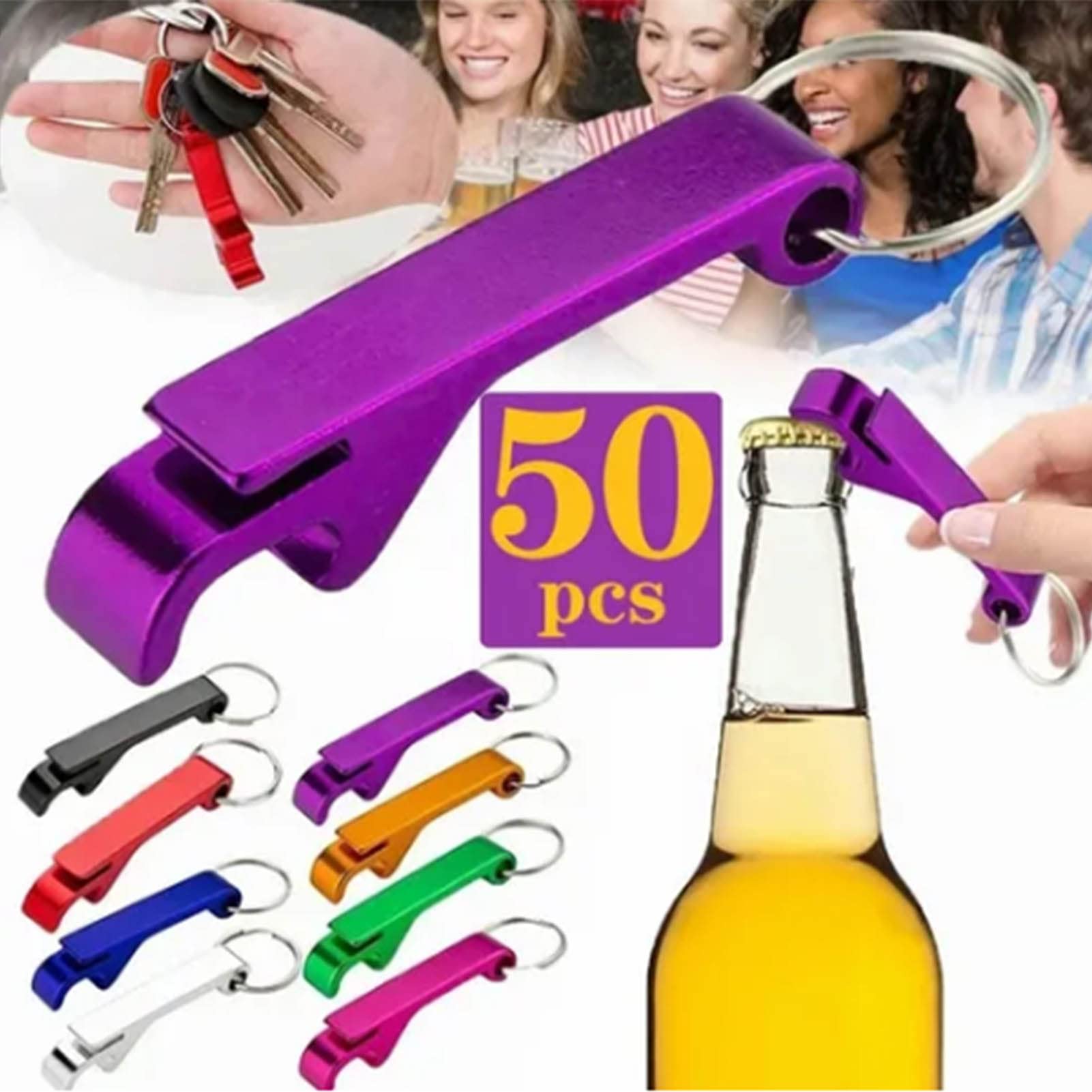 100 Portachiavi Apribottiglie Colorati In Lega Di Alluminio – Mini Apriscatole Multifunzione, Fai Da Te, Per Bomboniere E Regali