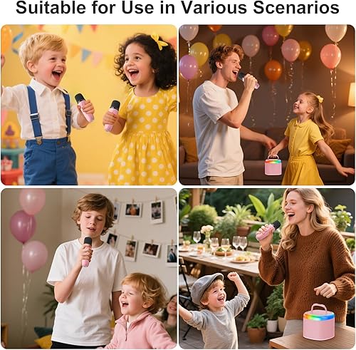 Vista 11 de JYX Mini máquina de karaoke para niños, altavoz Bluetooth negro sin alimentación con luces de fiesta y 1 micrófono inalámbrico, ideal para adultos