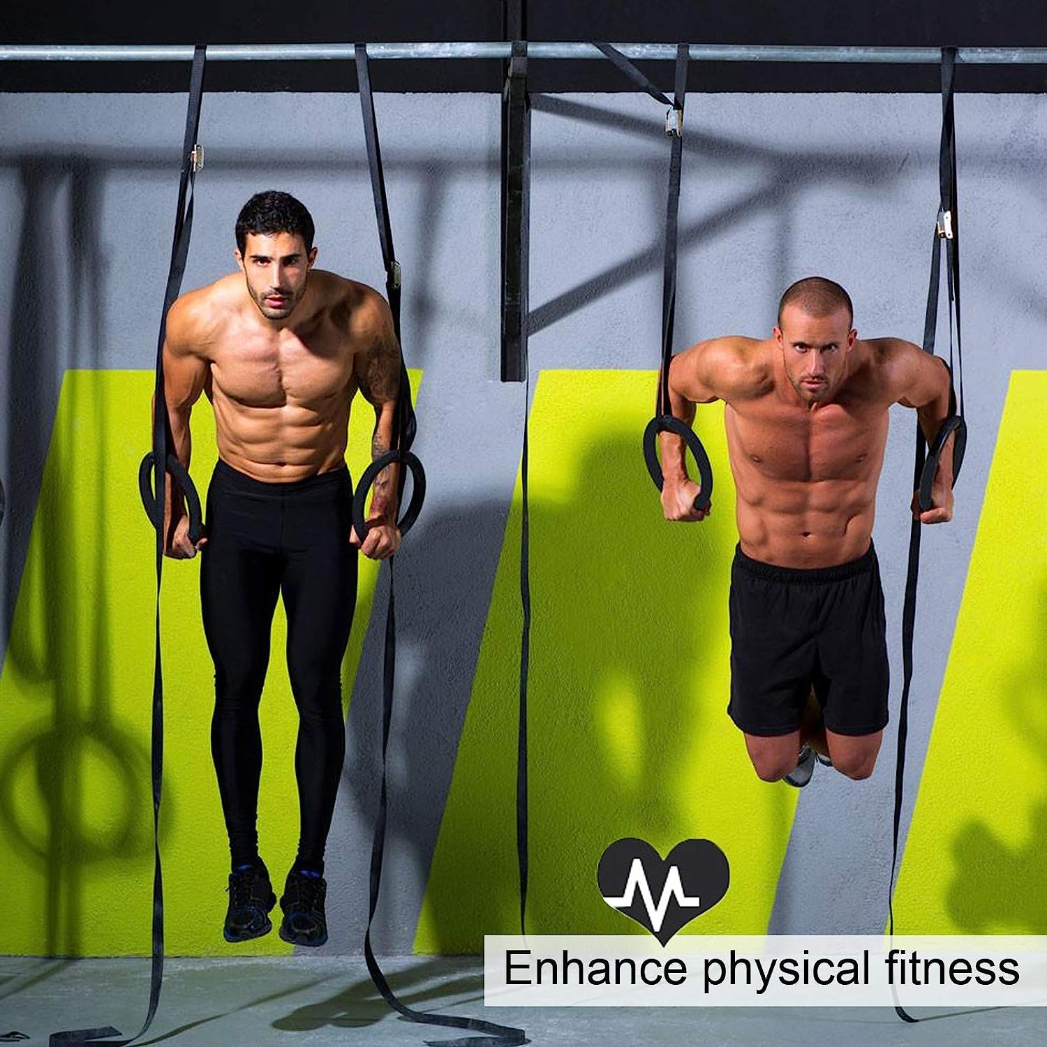 Allenamento A Casa Anelli Da Ginnastica QUOLIX Con Cinghie Regolabili - Antiscivolo, Portata 1300 Lbs, Per Allenamento Casa E Palestra Anelli Sospensione Palestra