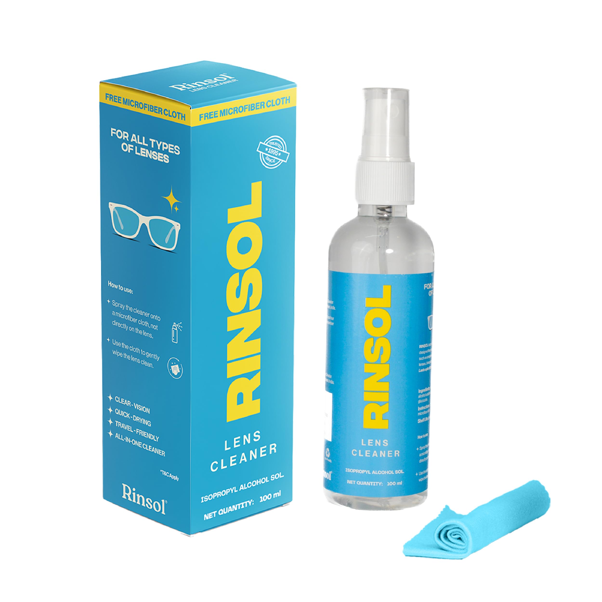Lens Cleaner Kit – 100ml Streak-Free Spray + Microfiber Cloth | Smudge-Free & Anti-Static Formula, Safe for Eyeglasses, Sunglasses, Camera Lenses & Phone Screens-image-15