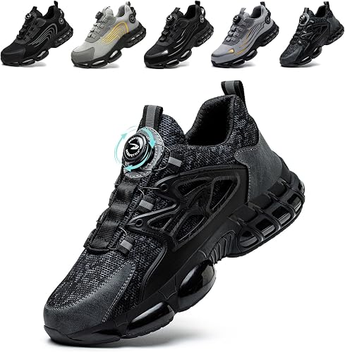 Zapatos de Seguridad para Hombre Mujer Zapatillas Calzado Trabajo Ligeros Comodo Antideslizante con Puntera de Acero 36-46 EU