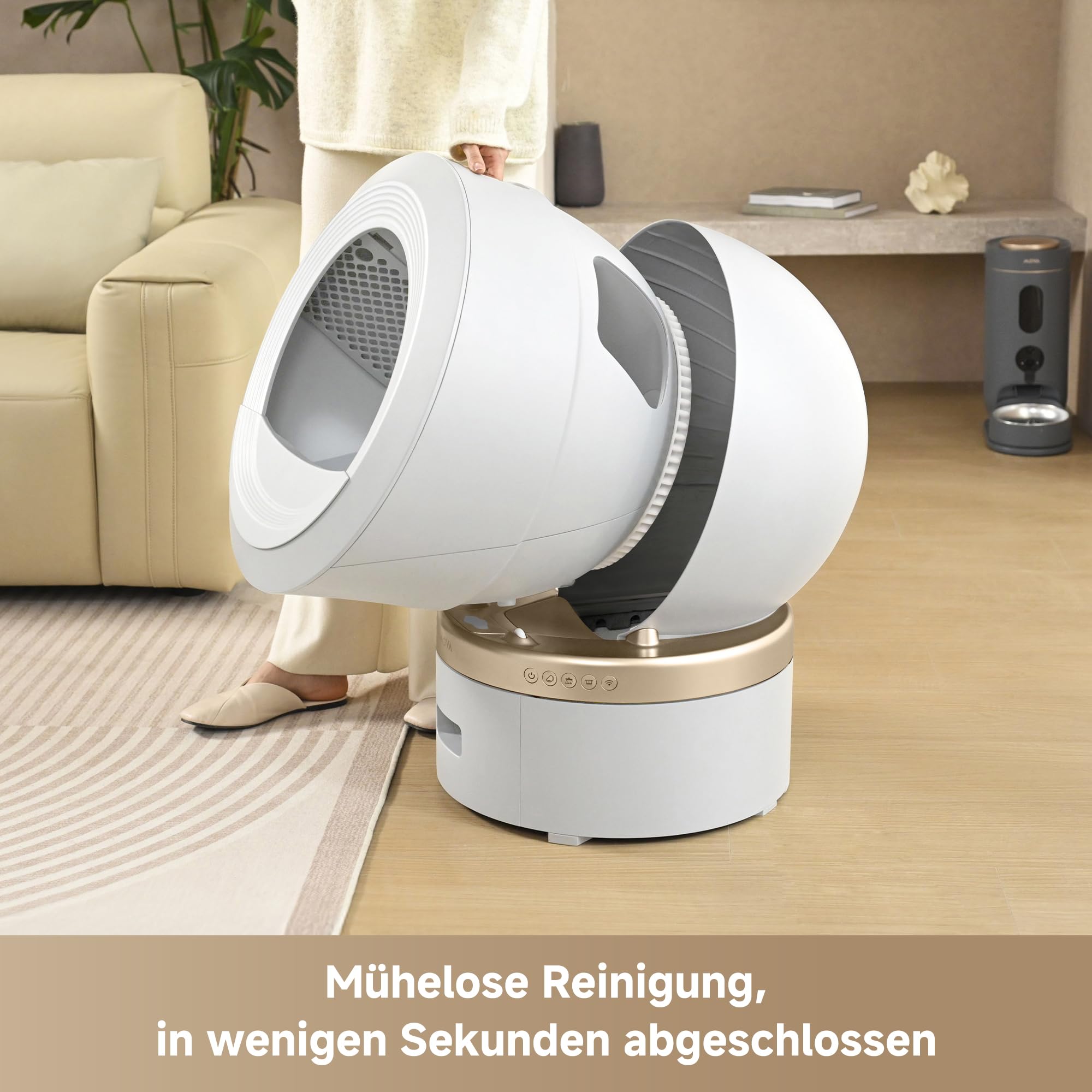 MOVA MeowgicPod LR10 Prime Intelligente Katzentoilette mit 110, 15 Tage ohne Aufsammeln, Frische dank Doppelkammersystem, Entnahme mit nur einer Bewegung,Intelligente Katzenbetreuung,App-Fernsteuerung