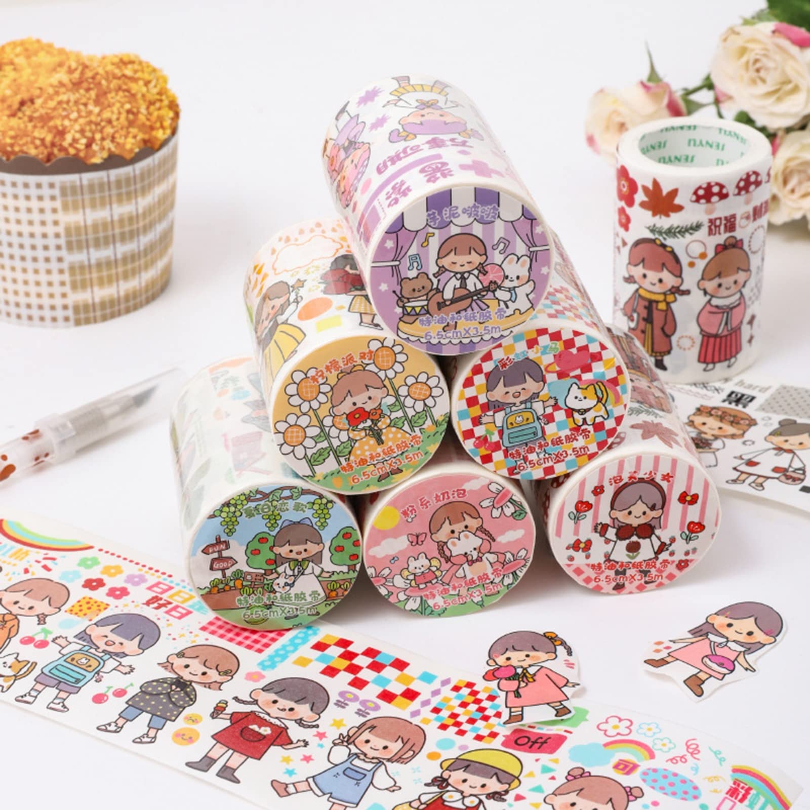 16 Rolek Zestawu Upominkowego Slim Washi Tape, Dekoracyjne TaśMy Papierowe O SzerokośCi 6,5 Cm Do Scrapbookingu, RzemiosłA Diy, Czasopism, PlanistóW, Scrapbookingu, Pakowania