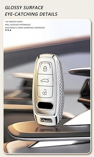 Miniatura 6 de HIBEYO Funda para llave de PC para Audi A6 A8 Q7 S6 A7 S7 E-Tron RS6 RS7 Q8 SQ8 SQ7 Accesorios NCVM Diseño metálico Sensación Llavero Soporte con