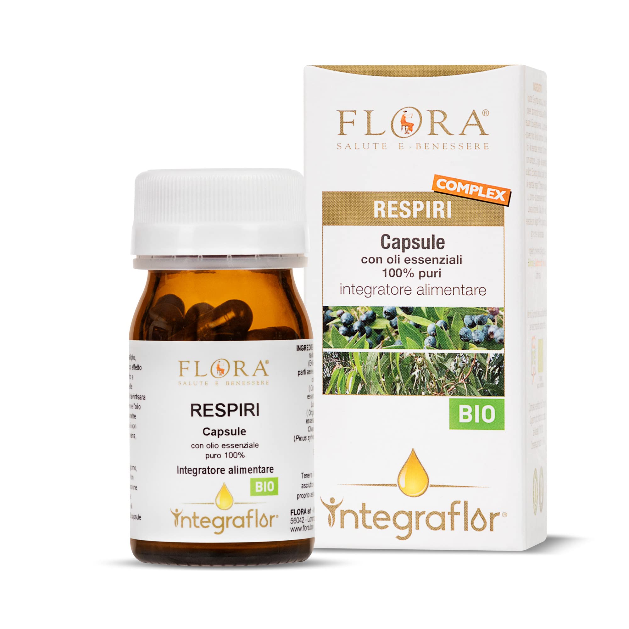 FLORA Integraflor Respiri 30 capsule, BIO-CODEX - Capsule Complex con oli essenziali puri 100%, integratore alimentare