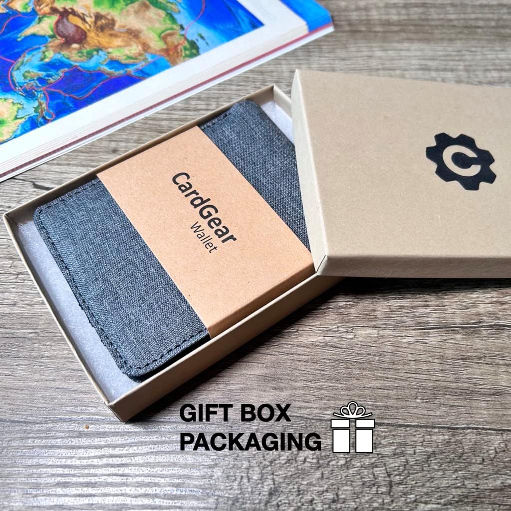 RFID Blocking Full Size Bifold Wallet with 8 Slots, 1 Key Pocket, Cash Divider, and Large ID window, Come with ECO-friendly Gift Box (Canvas, Space Gray) - Image 7