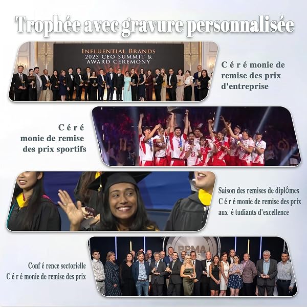 Trophée Personnalisable en Cristal K9 Gravure Photo Logo Badge et Texte Idéal Événements Sportifs Remises de Prix Entreprise Cadeau Collègue et Cérémonies Spéciales - 5