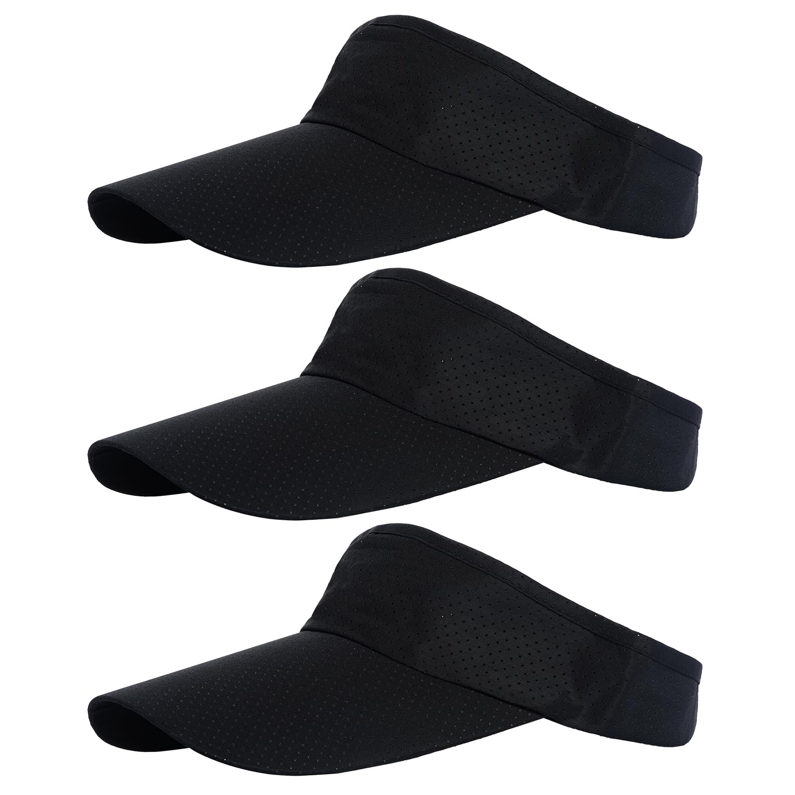 choyaxo 3pcs Sun Visor Hats UV Protection Beach Hats Golf Caps for Men Women Summer Beach Pool Sports Golf Black
