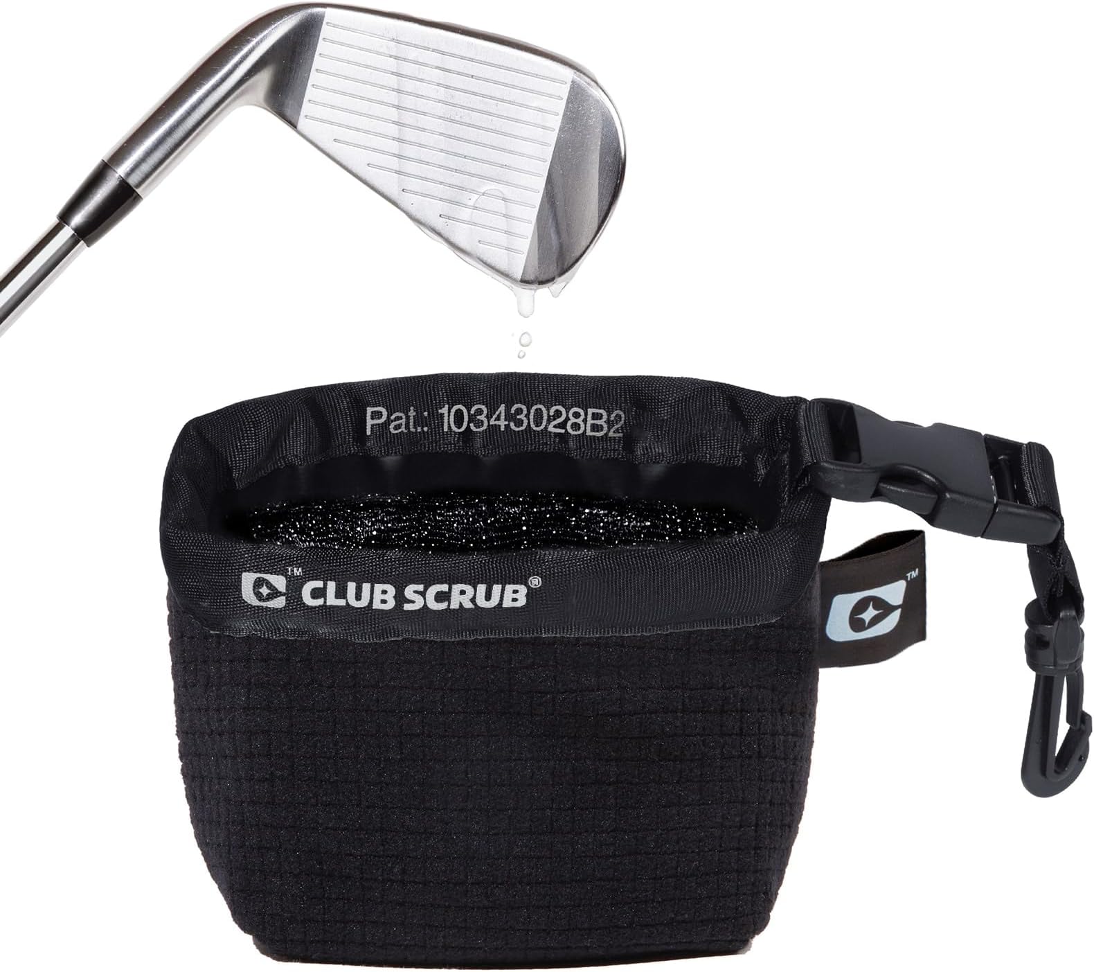 Club Scrub Golf Club and Golf Ball Cleaning Bag, Waterproof Clean Face Technology Liner, Detachable Clip, Machine Washable, Cleans Club Grooves, Dry Exterior (Neoprene or Microfiber Option Available)