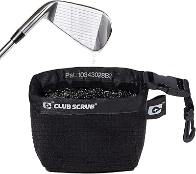 Club Scrub Golf Club and Golf Ball Cleaning Bag, Waterproof Clean Face Technology Liner, Detachable Clip