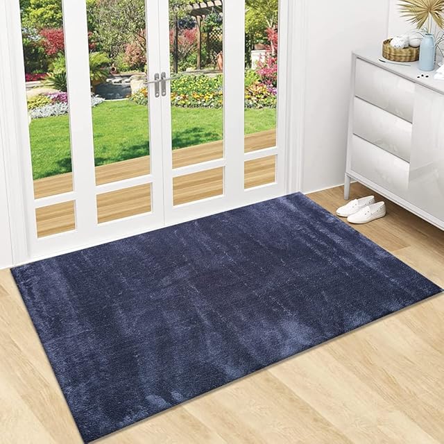 Rugs Inn Soft Touch Rugs Living Room- Stylish Designs Non Slip Backing Small Large Carpet Area Rugs for Bedroom Washable Kitchen Floor Mat (Charcoal, 60×110cm)