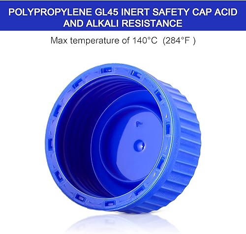 Miniatura 3 de Patelai 4 botellas redondas de vidrio para almacenamiento de medios, botellas de vidrio de borosilicato con tapa de rosca azul GL45 para líquidos