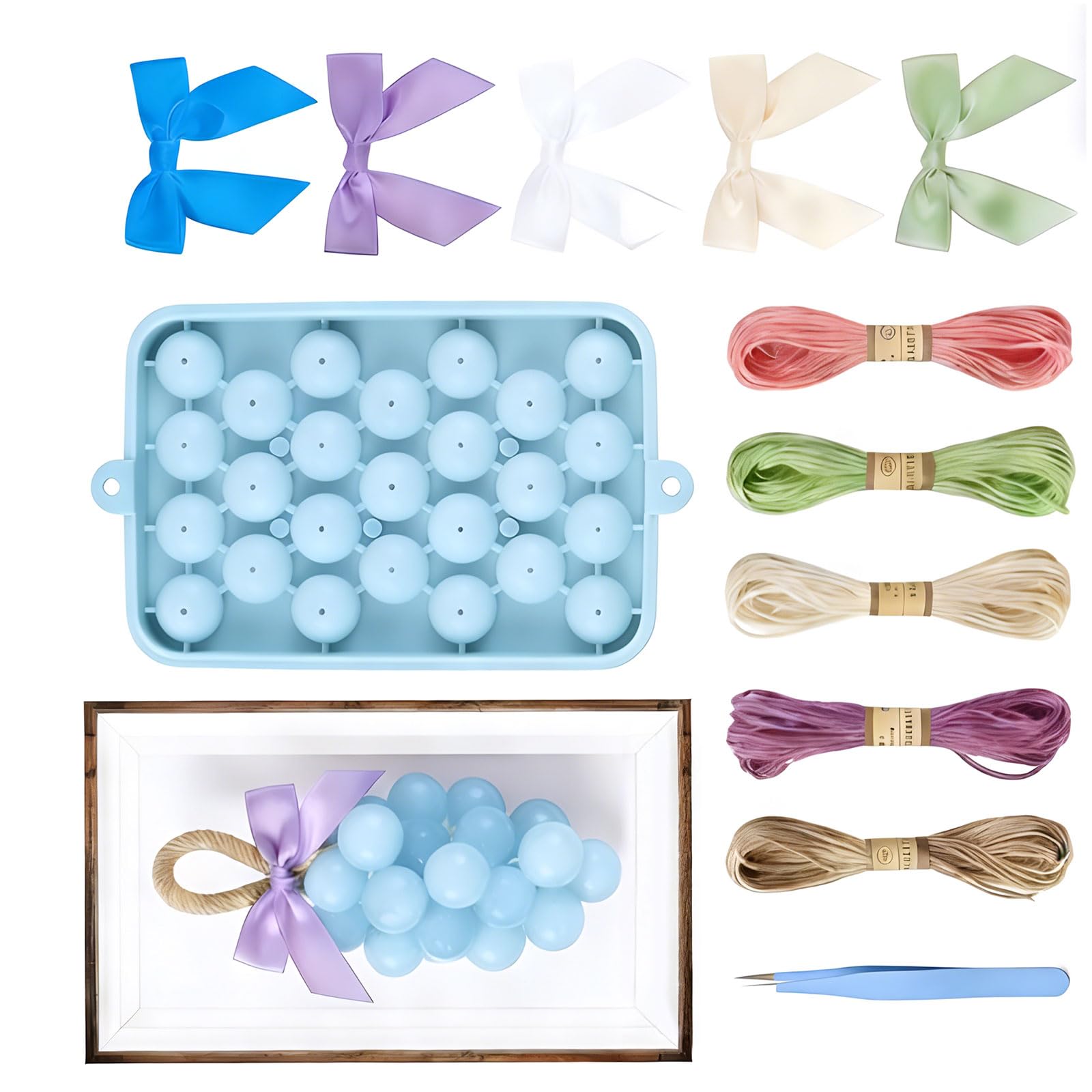 Zeiwohndc B Grape Shaped Artistic Soap Maker Supplies Comprising Silicone Mold Ropes Ows And Tweezers For Creative Designs Arts And Soap Set