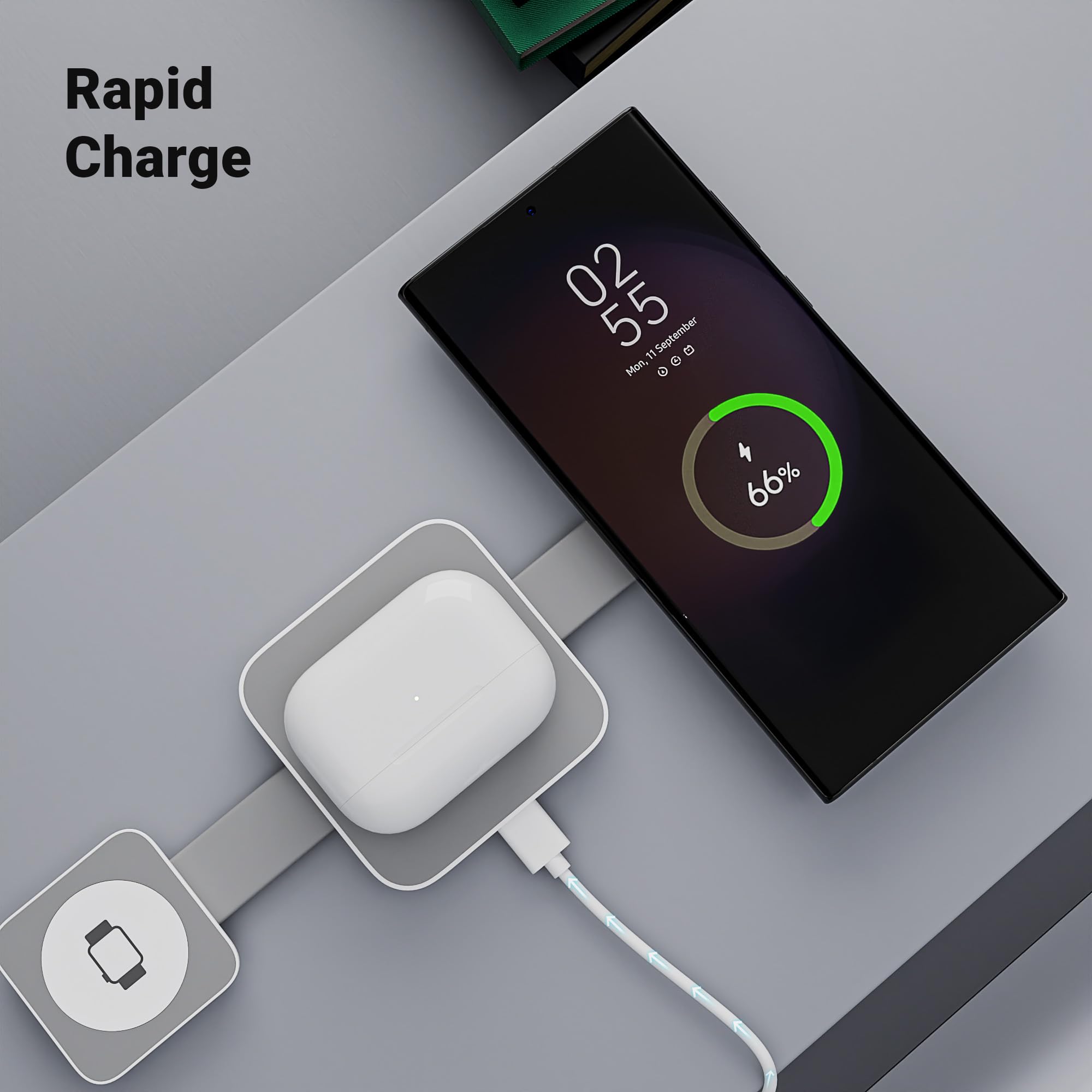 Zebronics 3 in 1 Wireless Foldable Charging Pad, 23W Output