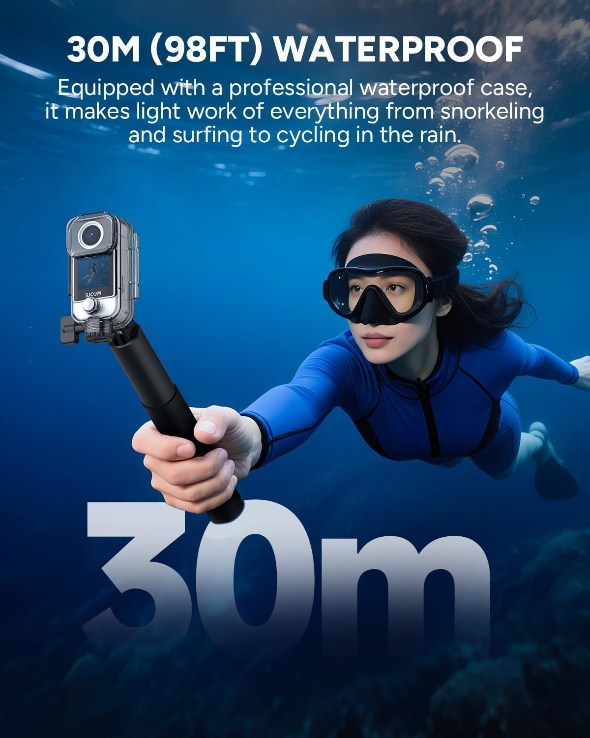 SJCAM C400 4K YouTube Creator Vlogging Camera,7H Battery Handle,3-in-1 Handheld Wearable Travel Camera with 2.29" Touchscreen, 6-Axis Stabilization,30M Waterproof Camara para grabar contenido,White