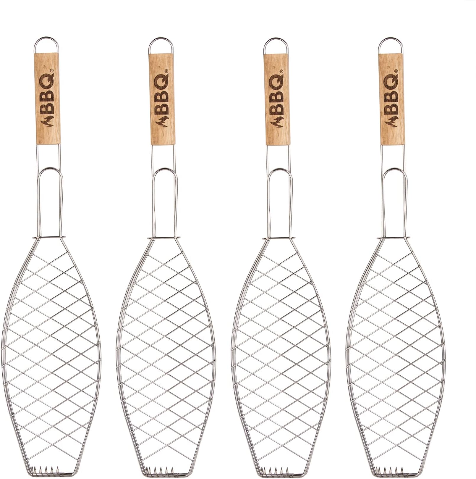 2x Edelstahl BBQ Fischbräter 42 X 9 Cm Fischgriller Fischzange Fischhalter Fischwender | 2er_Fischgrill (HO-T2 - Foto 9