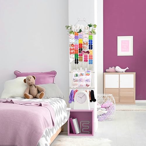 Miniatura 2 de mligril Soporte para diadema para niñas, lazos para el pelo, organizador de diademas de bebé, almacenamiento de pinzas para el cabello, colgador de