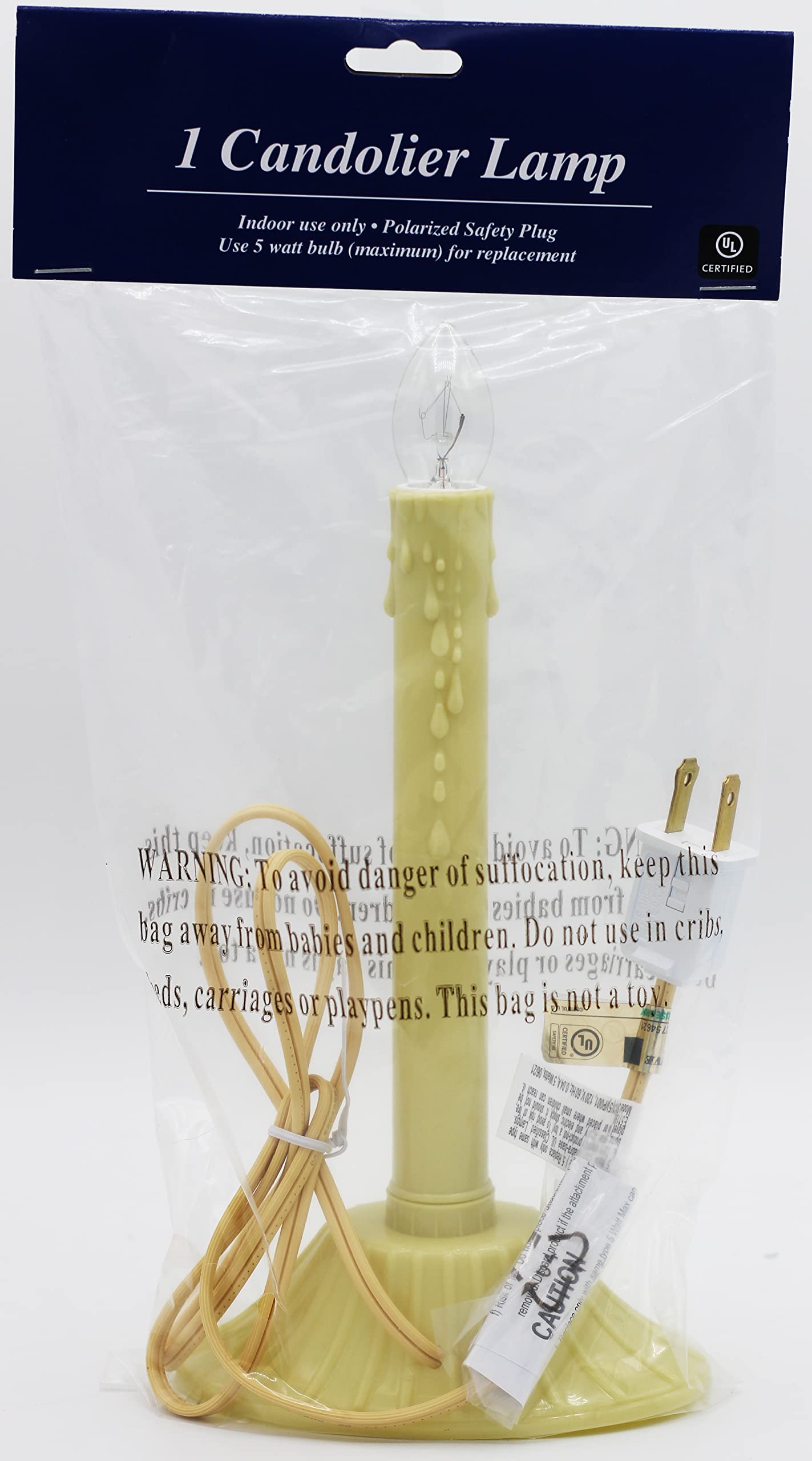 Creative Hobbies 3-Light Electric Candolier - Ivory Plastic, Dripping Wax Look, Clear C7 Bulbs Included, 14.5" Wide - View #5