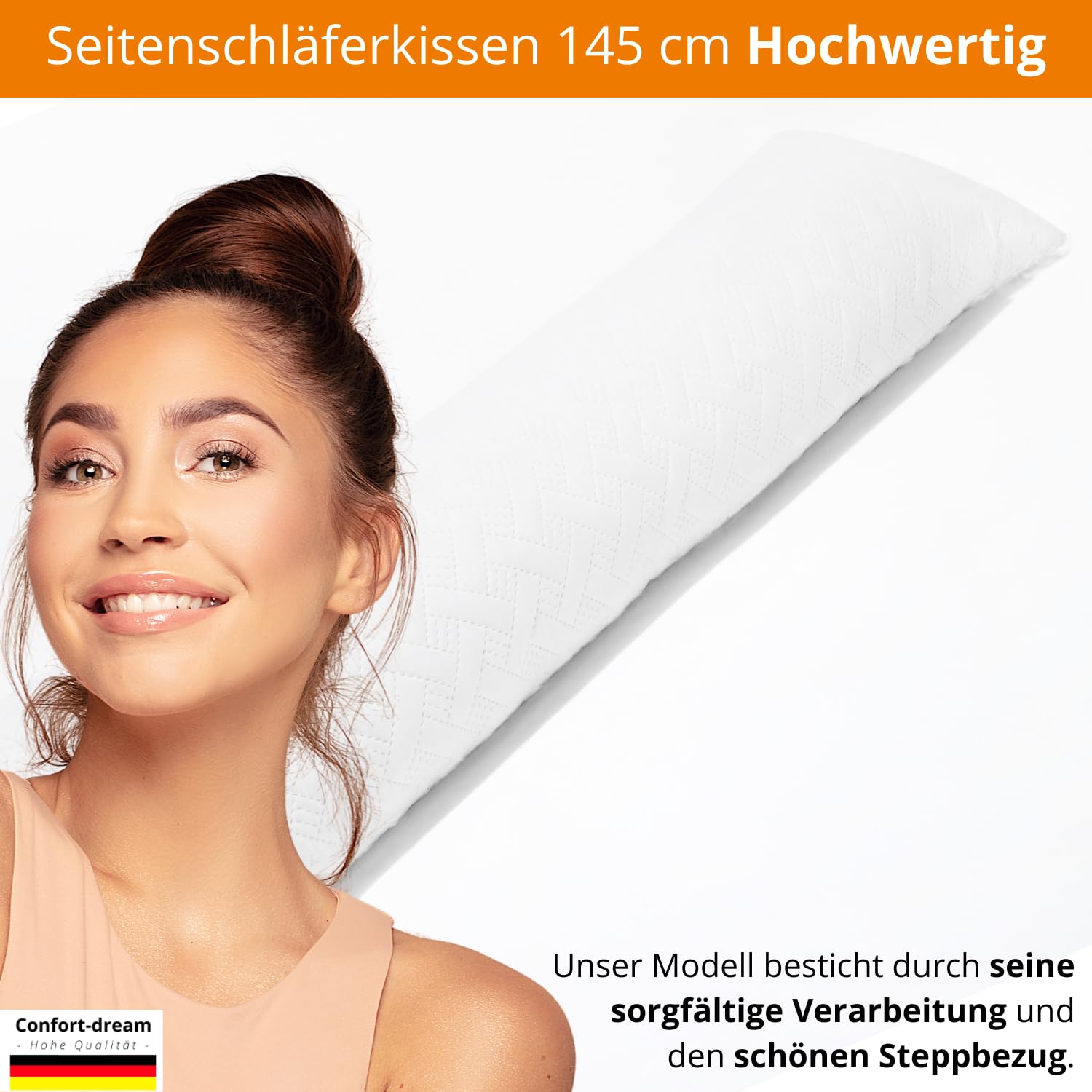 Seitenschläferkissen Memory Foam 40 x 145 cm XXL Gel Viscoschaum Orthopädisch Kissen für Schwangere