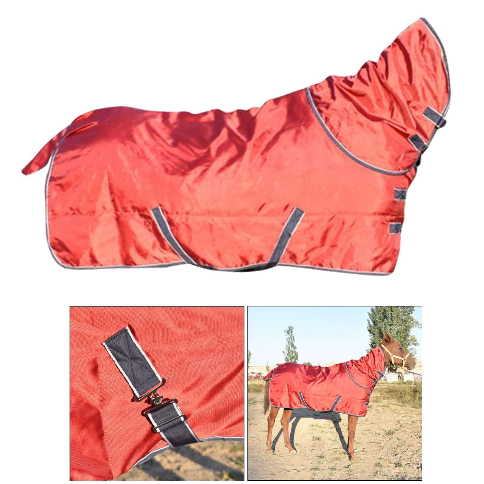 Coperta invernale per cavalli, impermeabile, per esterni, morbida, invernale, con cavallo (rosso, 140 cm)