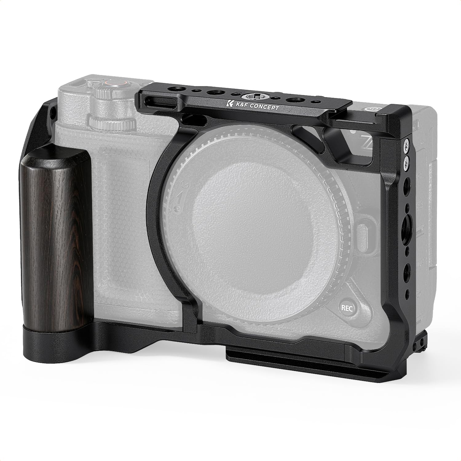 K&F CONCEPT Cage Rig Compatible avec Nikon ZR en Aluminium Léger 221g Solide et Stable avec Cold Shoe Filetages 1/4" et 3/8" Base Arca Protection Silicone Démontage Rapide