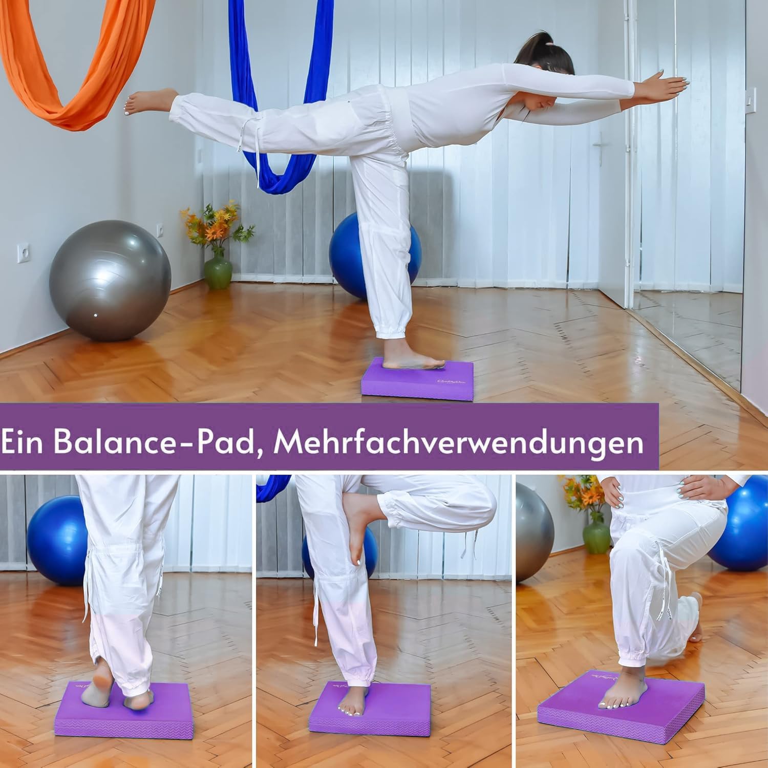 Quality Den Balance Pad, schiuma morbida antiscivolo, cuscino di equilibrio per stabilità e coordinazione – aiuta a rafforzare i muscoli profondi – Include manuale di esercizi elettronici