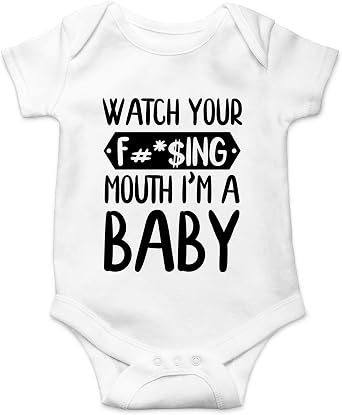 CBTwear Watch Your Mouth, Im A Baby - Baby Clothes - Funny Newborn Bodysuit Outfits for Boys and Girls