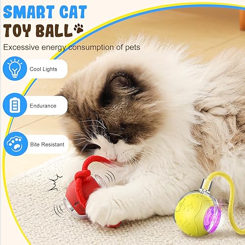 Miniatura 2 de Pelotas interactivas de juguete para gatos, pelota de juguete mejorada para gatos adultos aburridos de interior, pelota interactiva para gatos (rojo)
