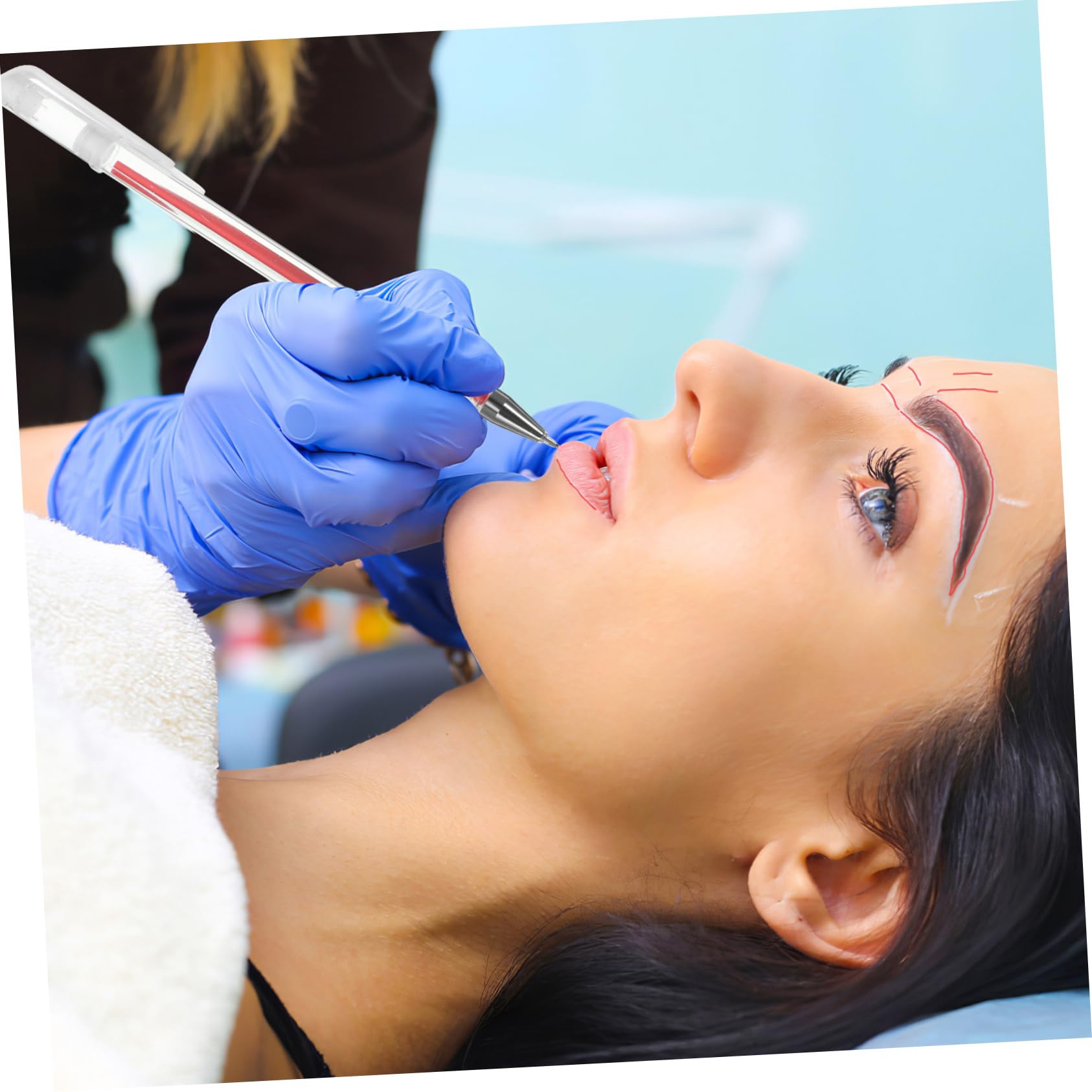 Marqueur Peau pour Cartographie des Sourcils, Stylo de Microblading, 3 Pièces, Tracé Précis, Résistant la Sueur, pour Salon et Tatouage