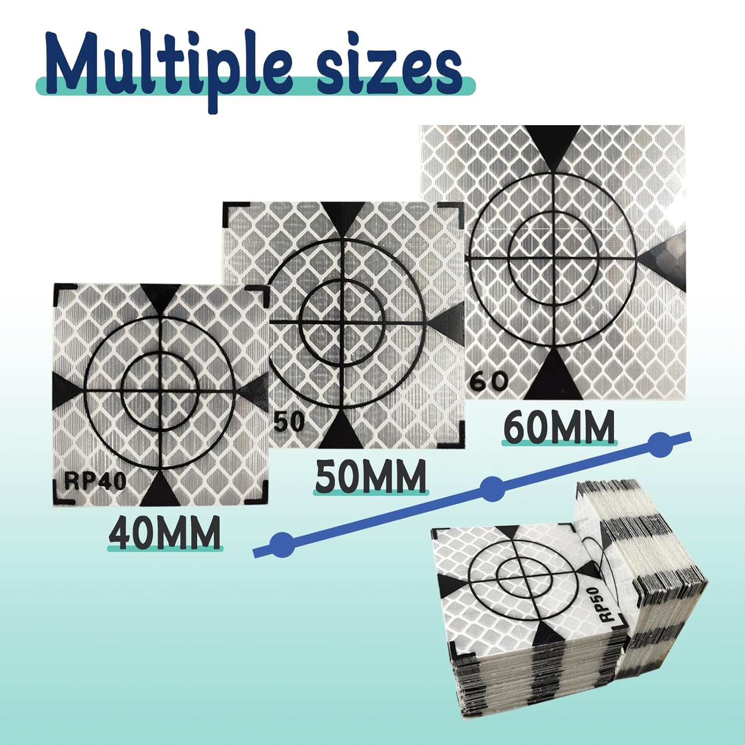 SameYa 100PCS 50MM Paste Up Reflector,White Reflector Targets for Total Stations,Survey Target Mark