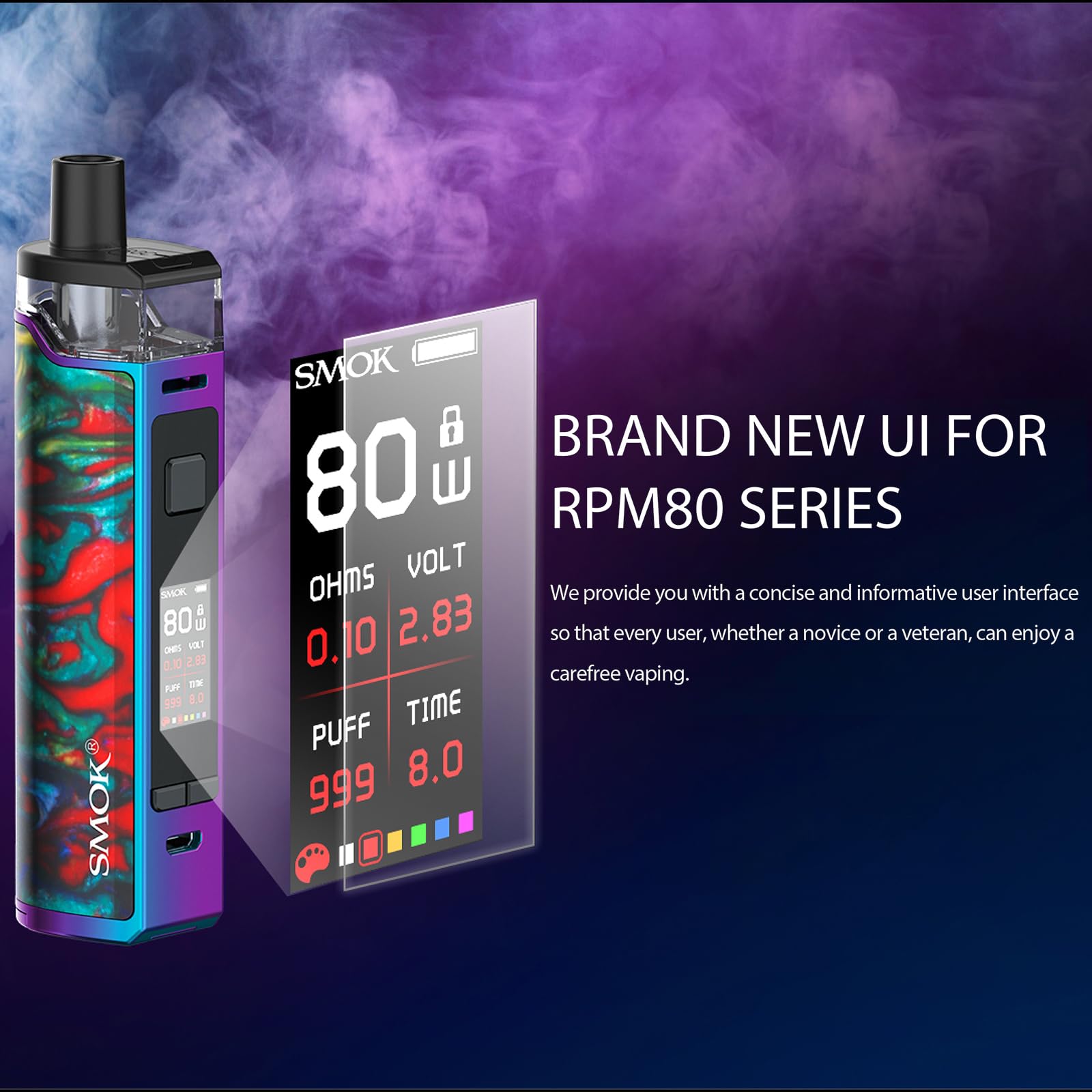 SMOK RPM80 80W Mod Pod Vape Kit Fibre de Carbone Noire, Ultra Capacit de  Batterie 3000mAh, Vaporisateur Puissant 80W, Chipset Avanc IQ-80, 5ml  Top-Filling, Cigarette lectronique Sans Nicotine : Amazon.fr: High-Tech
