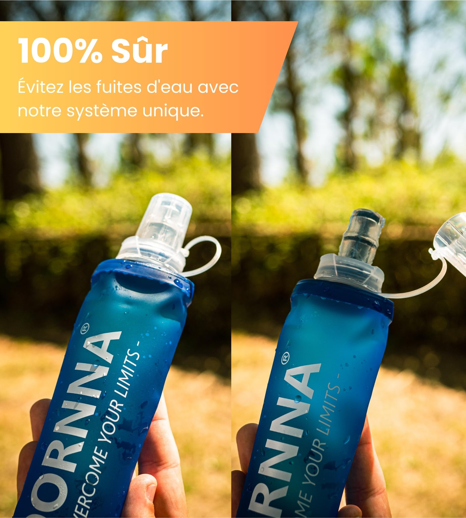 Gourde Souple 500 Ml Sans BPA – 2 Pièces Flasque Running Hydratation Sport – Pliables Et Légères