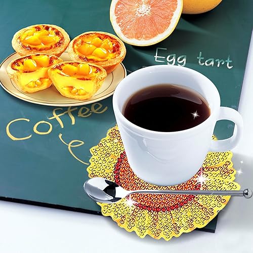 Miniatura 7 de Tzgsonp 10 piezas de posavasos de arte de diamante, kits de posavasos con soporte, posavasos de arte de diamante para principiantes, adultos, niños,