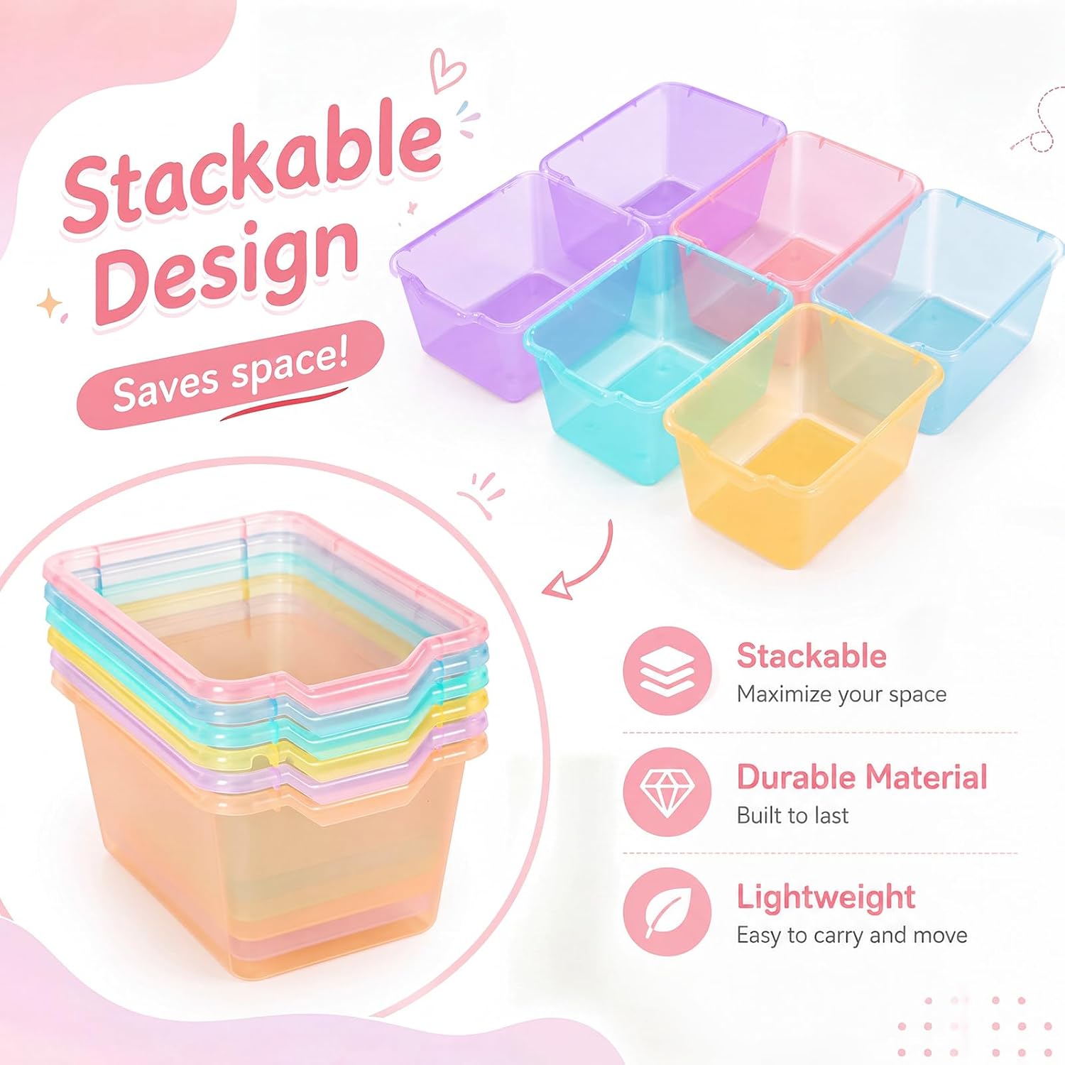 Tenceur 6 Pack Plastic Book Bins Cubby Storage Bins for Classroom Library image 4