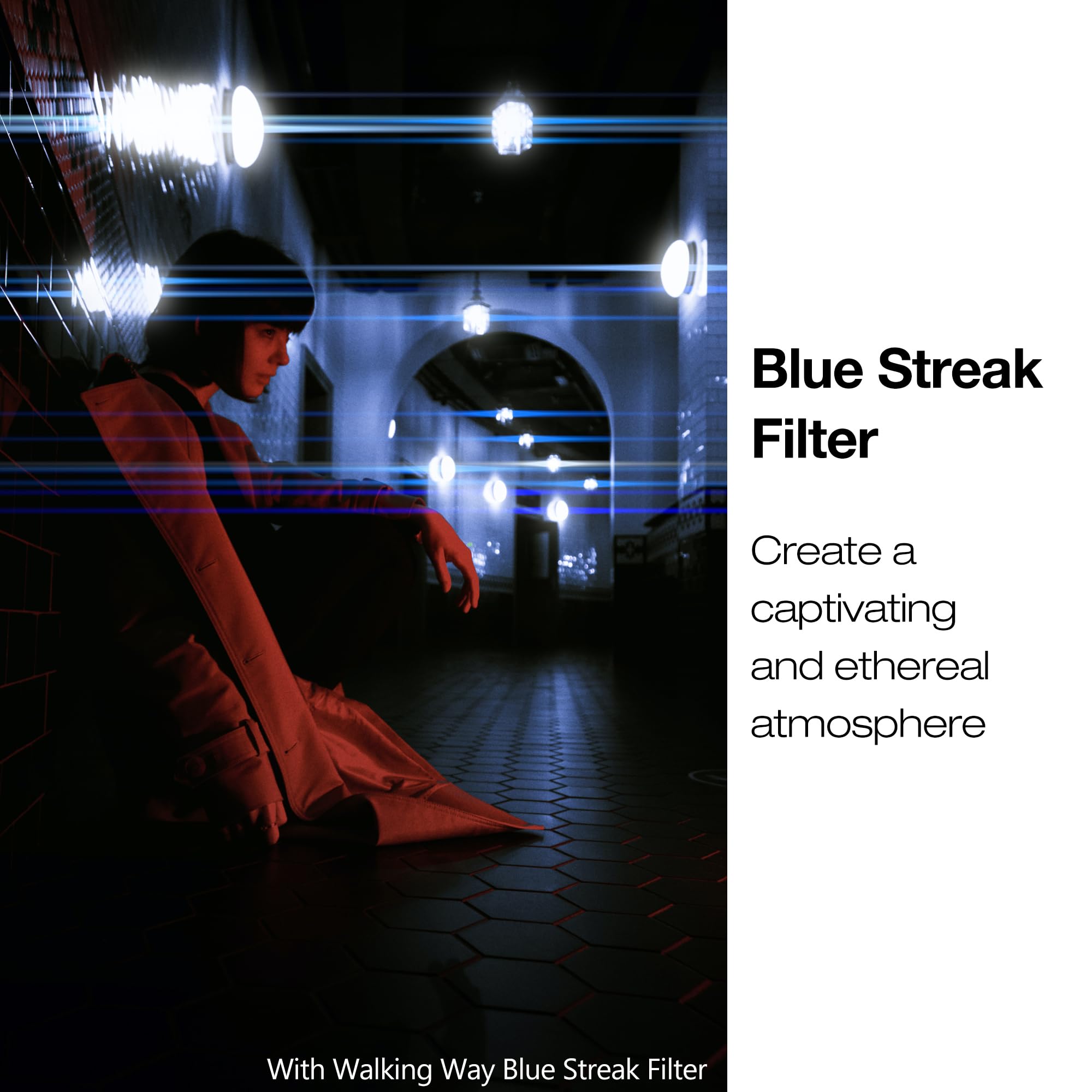 Walking Way Filtro Anamorfico Blu 67mm Variabile Filtri Anamorphic Filter Effetto Strisce Filtro Blue Streak con Nano Rivestimento