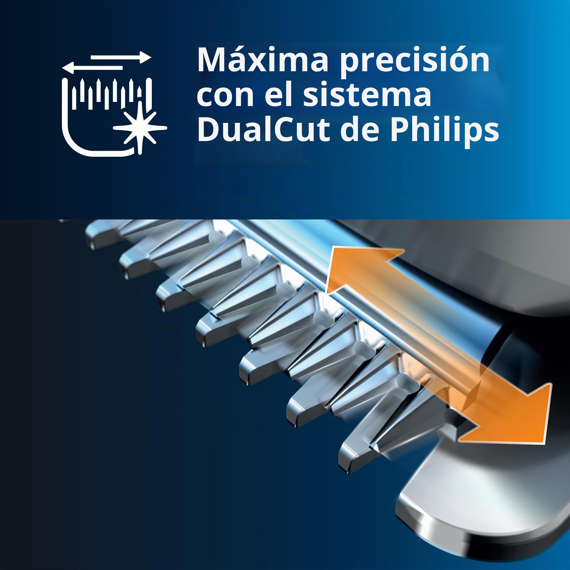 Norelco Philips - Cortapelos serie 7000, recortadora de pelo y barba, esfera de precisión, sensor PowerAdapt, recorte y flujo, DualCut, DuraPower, 28 ajustes de longitud, tiempo de funcionamiento de