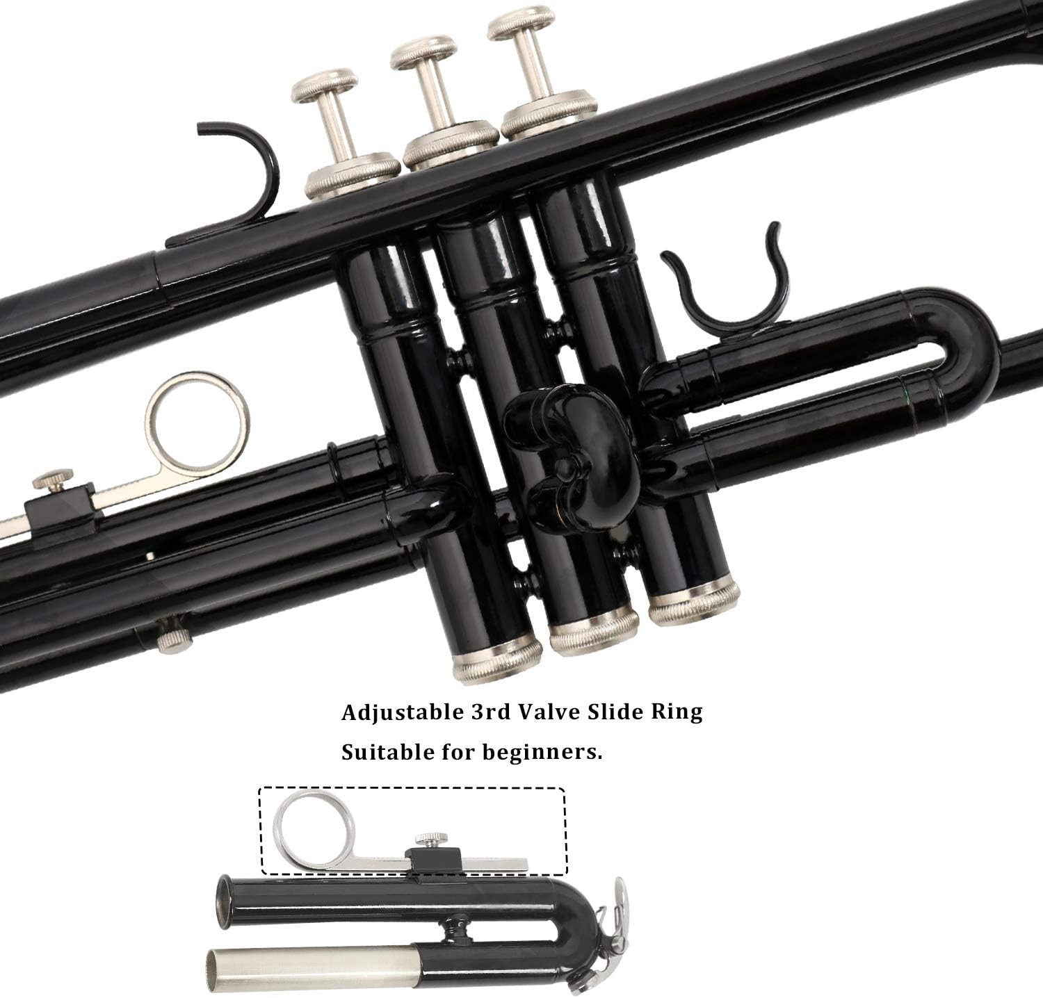 Adjustable 3rd valve slide ring on trumpet