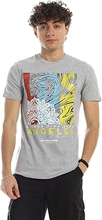 تيشرت قطن مطبوع للرجال - رمادي، N1G40156U, رمادي- XXL