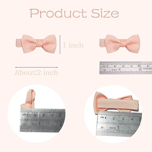 Miniatura 3 de CLLOT Pinzas para el Cabello 90PCS, Niñas Bebés Completamente Forradas Horquillas de Lazos para Bebés Pequeños Lazos para el Cabello de 2" Pinzas de